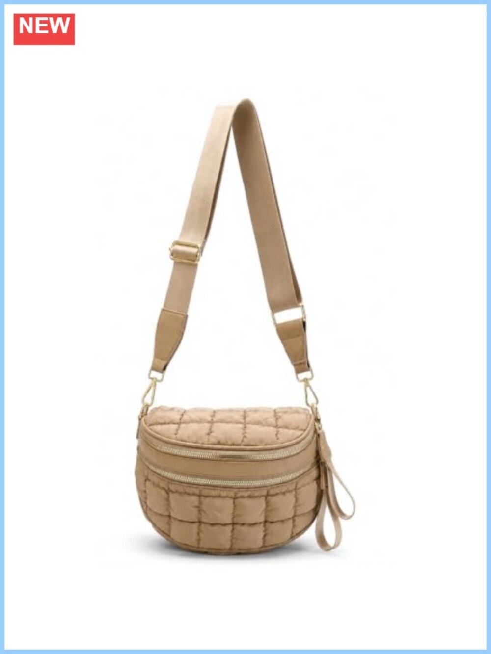 Quilted Puffer Crossbody Bag Wide Strap Multi-Pocket Women